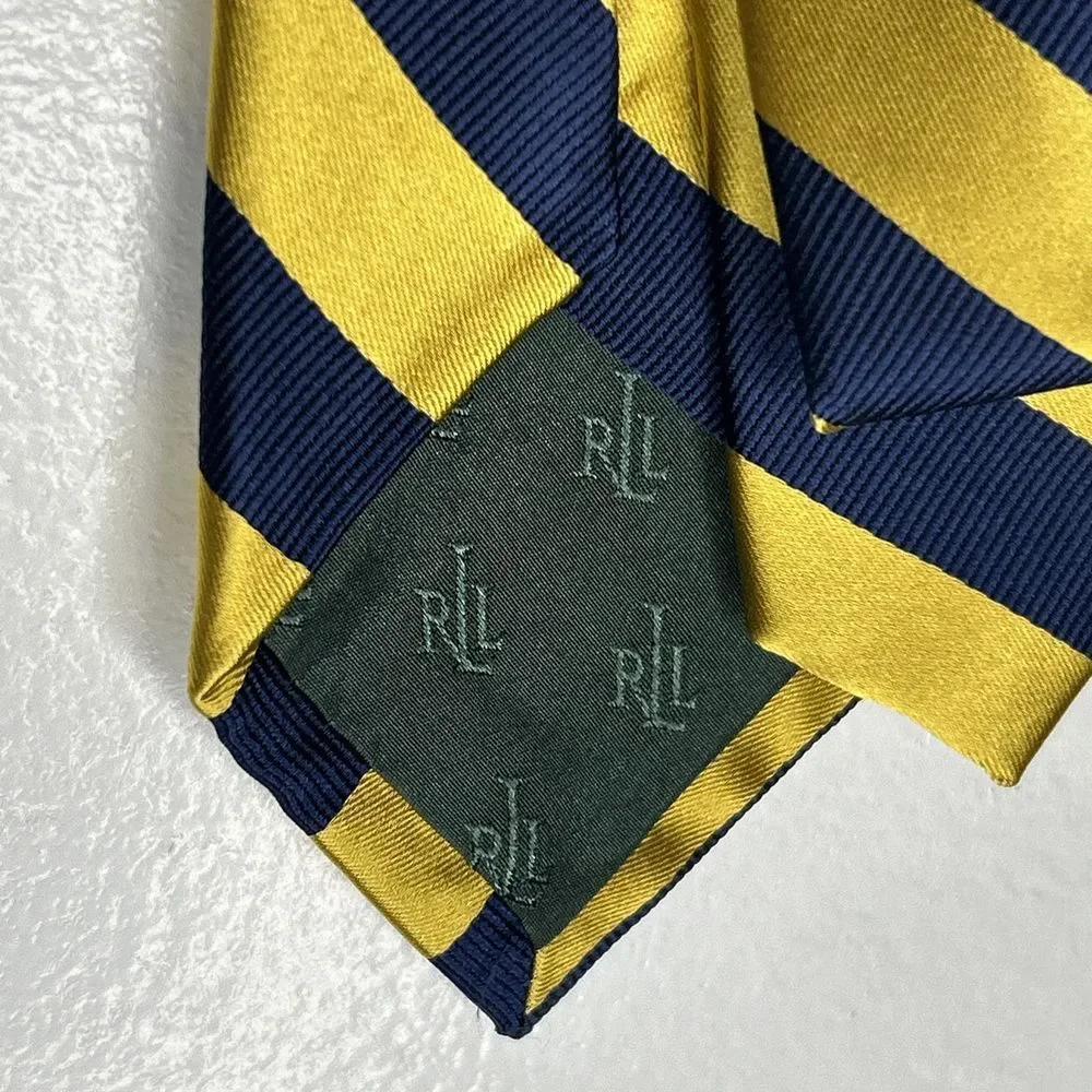 Polo Ralph Lauren Youth striped design, Silk Narrow Tie Royal Blue/Gold100% Silk